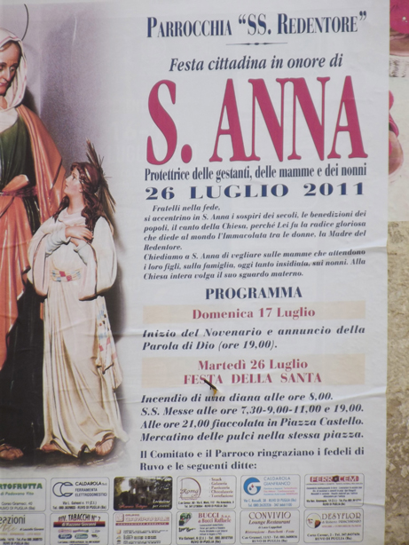 Il programma della festa di S. Anna 2011