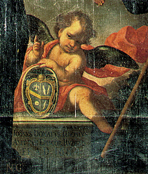 Stemma del vescovo Alitto (particolare del dipinto della Madonna dei sette Dolori)
