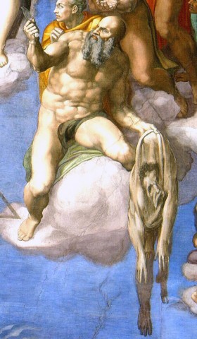  Michelangelo Buonarroti, San Bartolomeo scuoiato, nel Giudizio Universale della Cappella Sistina
